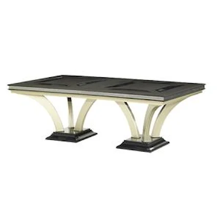 Large Rectangular Dinner Table with Double Pedestal Base